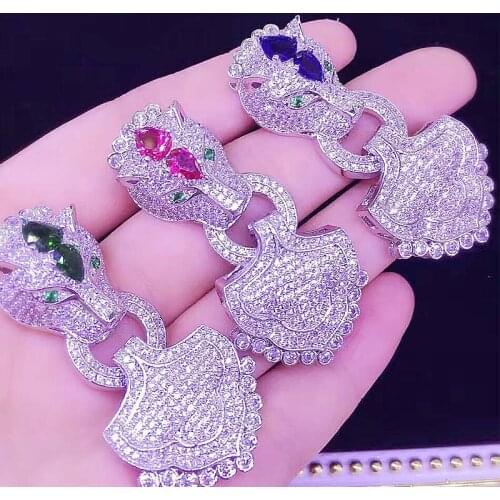 Zircon micro inlay leopard head buckle can be made into tassel pendant bracelet clasp domineering leopard buckle
