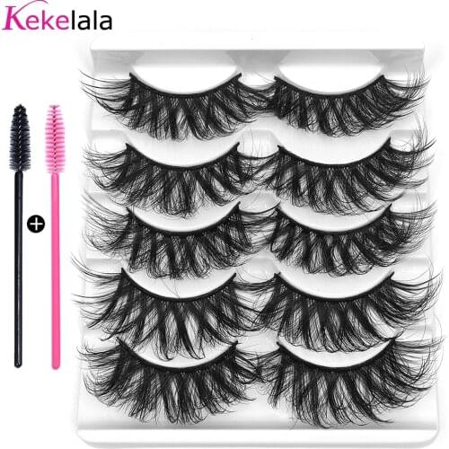 5pairs Faux Mink Silk Eyelashes in Bulk Mix Eye Lashes Silk Vegan Strip Lashes for Doll Makeup Tools