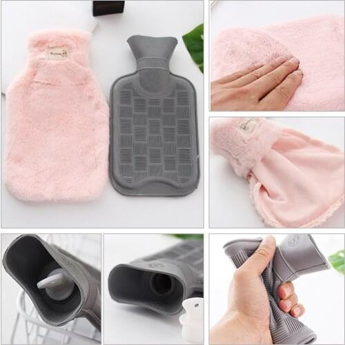 Rubber Water-Filled Hot Water Bottle Explosion-Proof Leak-Proof Thickened Plush Removable Washable Hand Warmer usual