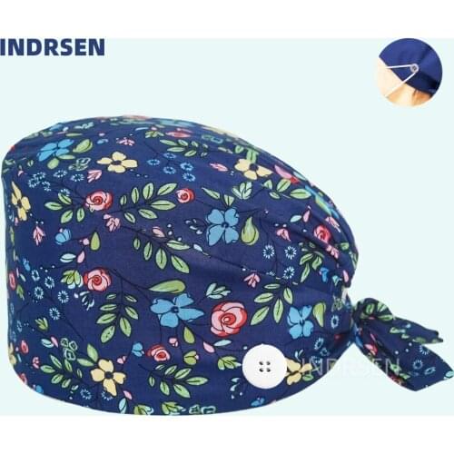 Women and Men scrub caps cotton with button cap gorro quirofano mujer ladies laboratory work cap nurse hair cap dust breathable