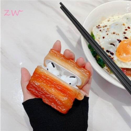 Cute cartoon meat streaky pig case for airpods 1 2 charging case soft silicone wireless bluetooth headset protective cover coke