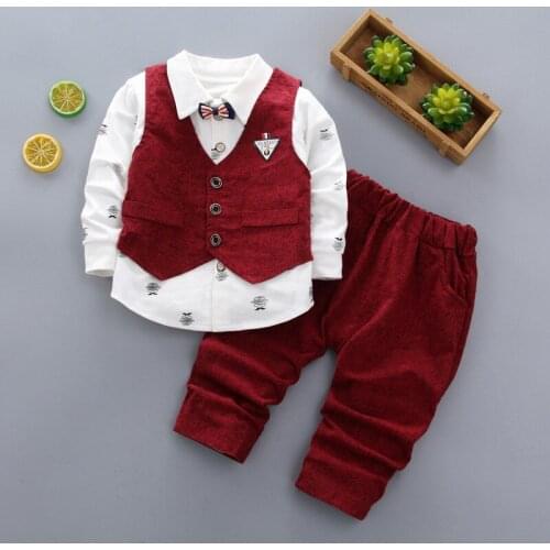 Spring Autumn Baby Unisex Clothes Fashion Casual 3 PCS Jacket Printed Shirt pants Children Clothing