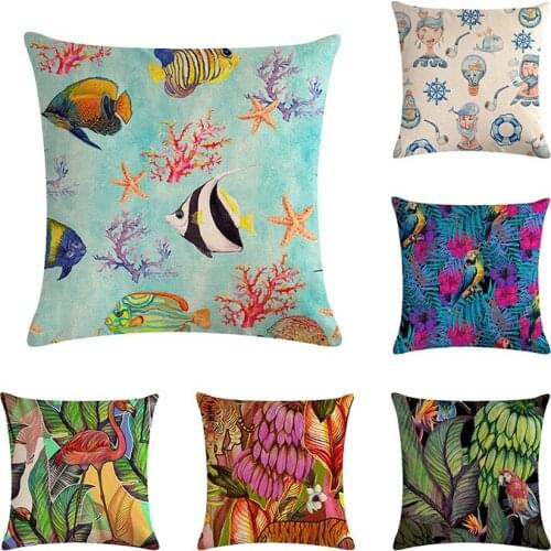 High Quality Cushion Cover Tropical Plant Flamingo Custom Linen Throw Pillows Pillowcase Decorative Pillow Cover ZY729