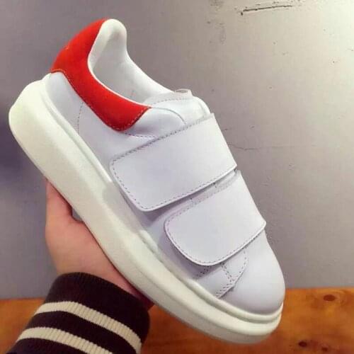 Flats Woman Mixed Color Leather Woman Shoes Hook Loop Casual Shoes Woman Sneakers Low Top Brand Runway Plus Size Hot Round Toe