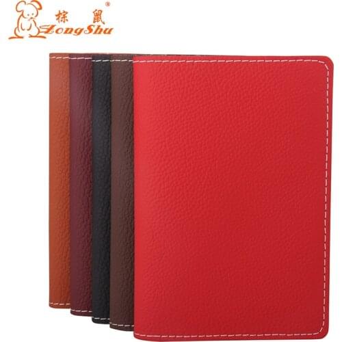 ZONGSHU Solid Litchi Pattern Microfiber Material Passport Holder Handmade Id Card Holder Travel Passport Cover Custom Accepted