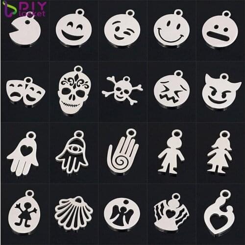 100pcs/lot Wholesale Stainless Steel Double Side Polished Mix Style Charms Pendant DZ141-160