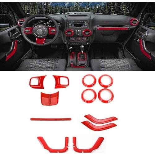 12pcs Full Set Interior Decoration Trim Kit for Jeep Wrangler JK 2Door 2011-2015