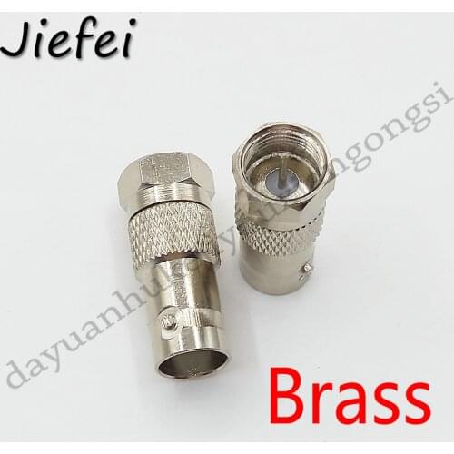2Pcs high quality Brass Connector F Type male plug to BNC Female jack RF Coaxial Radio Antenna Adapter Coax Converter Connector