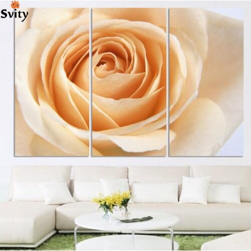3Pcs Brand Hot Sale yellow Roses flower Painting canvas print wall pictures wedding decoration for living room H184 no framed