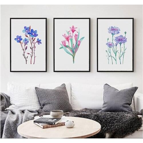 Nordic style 3 pieces canvas paintings colorful flowers decorative paintings decoration for living room painted on canvas