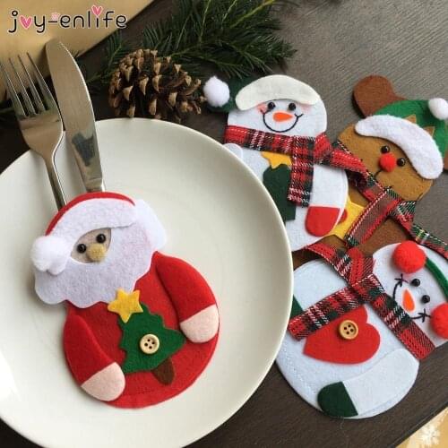 4pcs Christmas Decorations Santa Claus Kitchen Tableware Holder Bag Xmas Party Cutlery Pockets New Year Christmas Decor for home