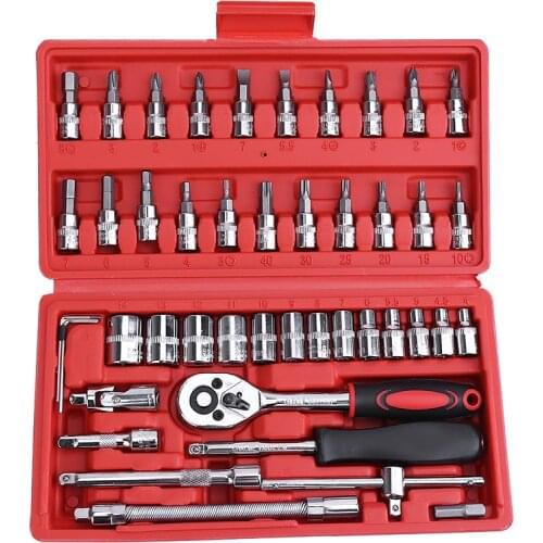 46 In 1 Wrench Batch Head Hand Tool Set Ratchet Carbon Steel Pawl Socket Spanner Screwdriver Motorcycle Car Repair Tool Set Kit