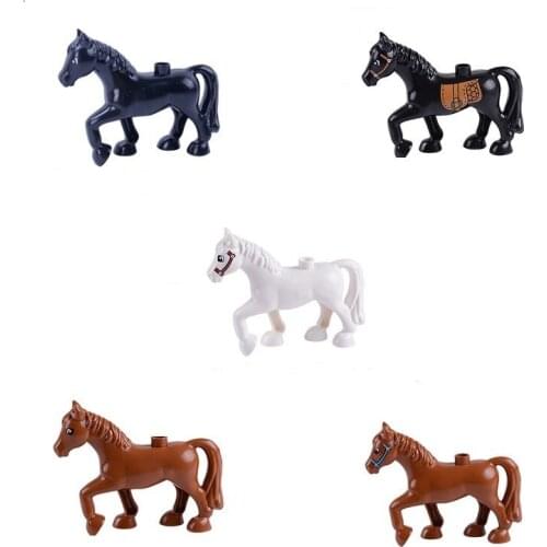 5 style horses Farm Ocean Models Cute Animal Forest DIY Building Creative Blocks Toys for Children Figures