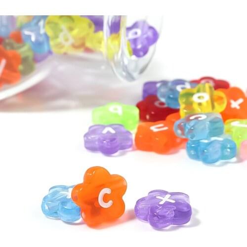 50Pcs/Lots Transparent Letter Beads Acrylic Flower Jewelry Beads Accessories for Necklace Making Charms for Bracelets