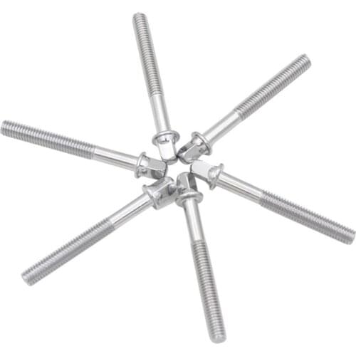 6 lot Drum Tension Rods Screws Metal Bolts Percussion Instrument Parts