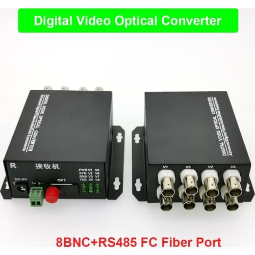 8BNC+1RS485+FC Digital Video Optical Coverter 1-channel RS485interface 20KM 8-channel Video BNC input output 15KV protection