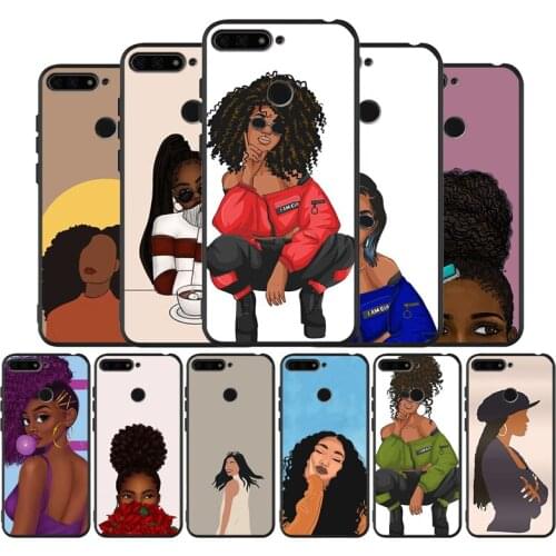 African American Afro Girls black Silicone Phone Case For Huawei honor 30 8 8X 9 10 10 Lite 20 Mate 10 20 30 Lite Pro cover