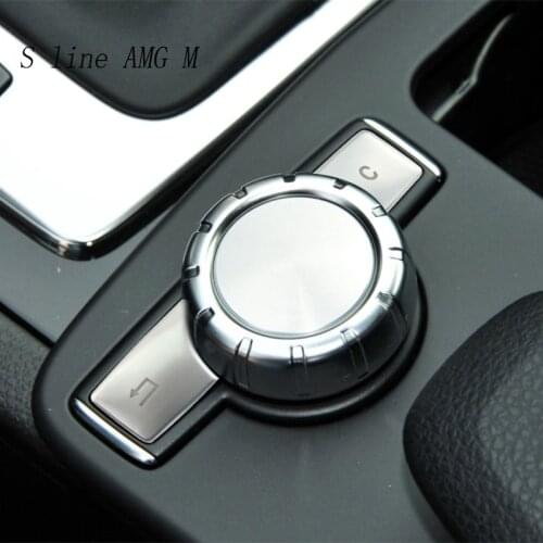 Car Styling Water cup panel Multimedia Knob switch Buttons Cover Stickers Trim for Benz C E GLK Class W204 W212 X204 Accessories