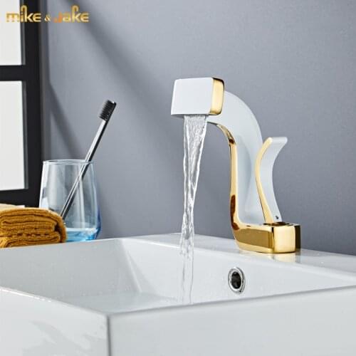 White gold Brass basin faucet bathroom tap hot and cold single handle faucet basin sink crane bathroom tap
