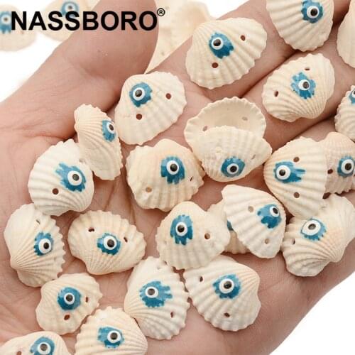 10mm-23mm Two Hole Watural White Shell Beads Conch Nature Material Jewelry Making Evil Eye Beads Conch Corn Wall Decoration