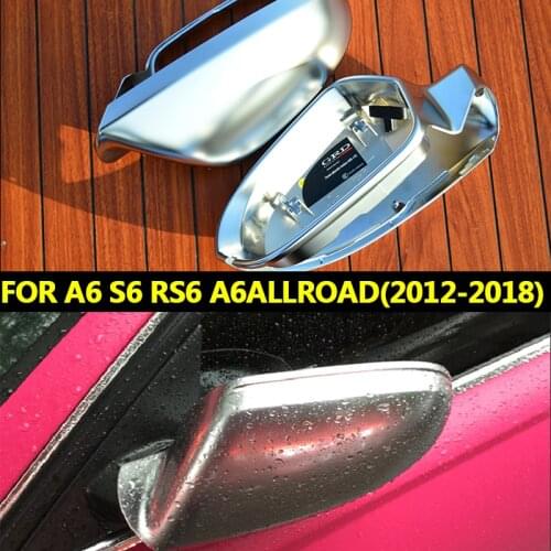 Car Rearview Mirror Shell Cover for Audi A6 C7 S6 2012-2018 Protection Cap Matte Chrome Wing Mirror Cover Car Accessories