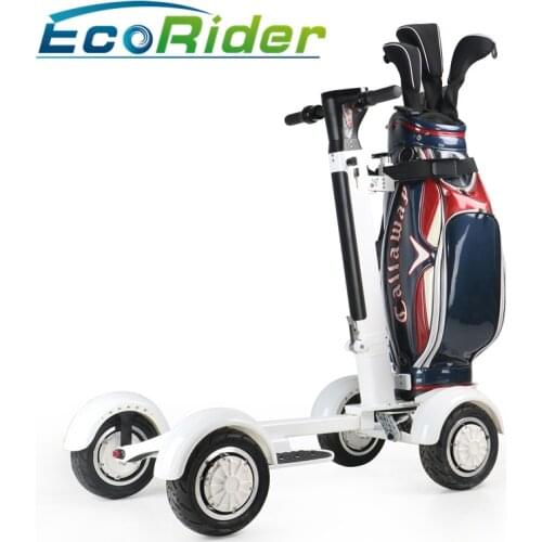 Easy Folded Four Wheels Electric Golf Buggy 4 Wheel Golf Cart Scooter 10 Inch 1000w Fat tire Golf Carts With Replaceable battery