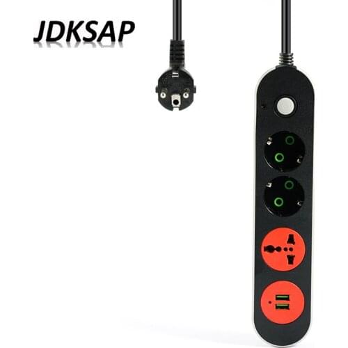 EU Travel Socket Power Board Smart Socket Power Adapter 1.8M Extension Cable Extension Socket 2 USB Universal Jack Charger