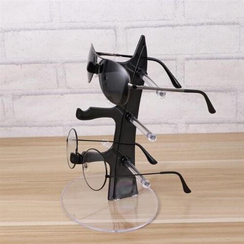 Sailboat Shape Glasses Display Stand Sunglasses Holder Eyeglass Organizer Storage Rack for Home Shop (Black, 3 Layers)