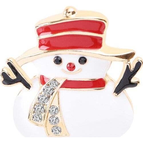 Cute Smile Snowman Red Hat Winter Theme Brooch Pin Alloy Can Be Customized Custom Brooch To Childrens Friends Gift
