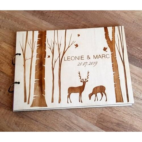 Personalized Wedding Guest Book Engraved Wooden Guest Book Rustic Wedding Guest Book Deer Guest Book Wood Note Book Guest Book