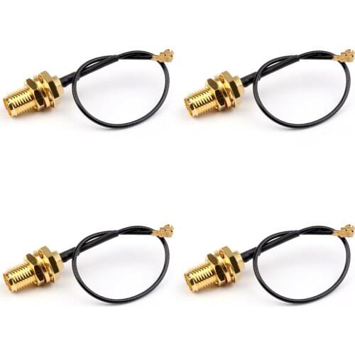 Artudatech 4 PCS IPX / U.FL to RP-SMA Female 1.13mm Pigtail Cable for Wifi Antenna 10cm Jack Connector Parts