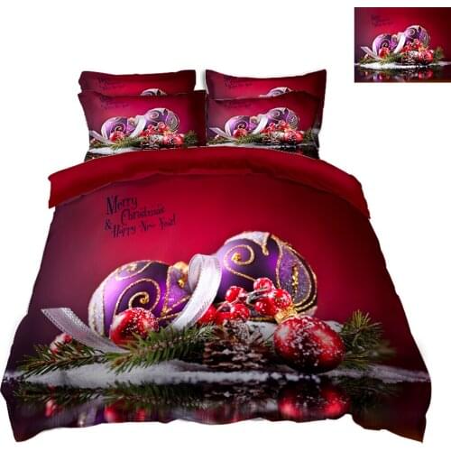 Red Christmas gift 3D bedding sets Twin Queen California king size flat sheet print Bed Linen pillow duvet cover bedsheet