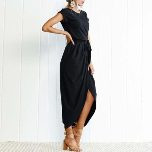 Summer Solid Sexy Dress For Fashion Women Casual Solid All-match Fashion Short Sleeve Slim Loose Dress Платья Летние Лёгкие