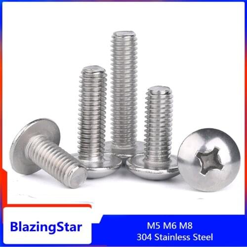 M5 - M8 304 Stainless Steel Cross Verzonken Truss Head Machine Schroeven Paddestoel Grote Platte Kop Schroef Bolt Screw