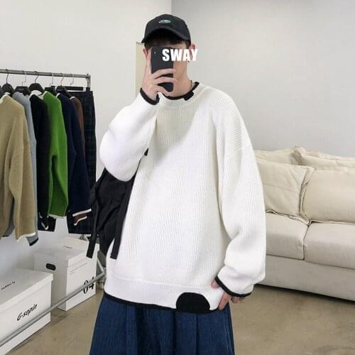 2020 Mens Fashion Loose Coats Round Neck Pullover Long Sleeve Knitwear Keep Warm Wool Sweater 6-color Cashmere Knitting M-2XL