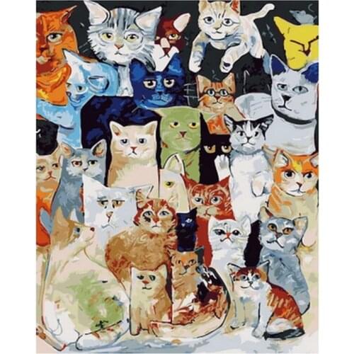 Frameless diy paintings by numbers cat paint by number for home decor PBN for living room 4050cm all kitty
