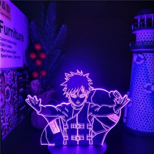 Nartuo Gaara Luminaria 3D Night Light Anime Figure LED Lamp Bedroom Decoration Lampe Lampara Manga Xmas Gift Lights Kawaii Decor