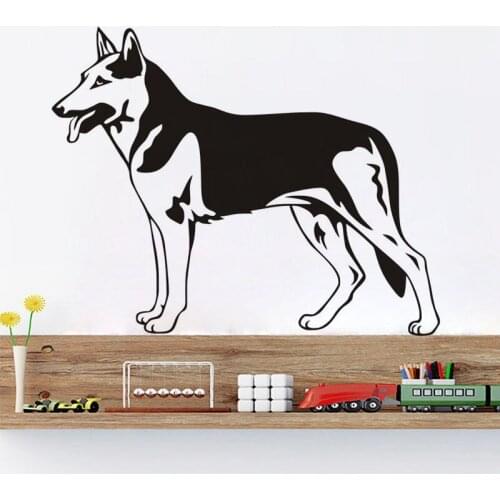New Arrival Dog Vinyl Wall Stickers German Shepherd Art Wall Decal Home Decor Living Room Removable Animal Mural Wallpaper ZA435