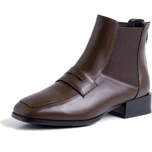 New style Genuine leather Chelsea boots Womens boots Autumn and winter Female boots cowhide Womens shoes