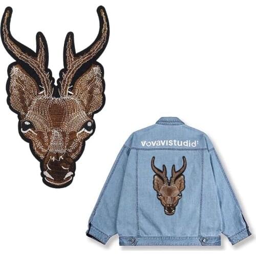 New Brown Elk Deer Embroidered Patches Sew on Badges For Clothing DIY Appliques Crafts Decoration Stickers
