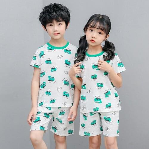 Pajamas Boy Girl Clothes Baby Cotton Short Sleeve T Shirt Short Pyjamas Pijamas Set Cartoon Clothing Baby Pyjamas Set
