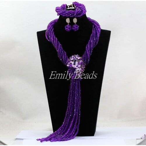 Terrific Purple Costume African Beads Jewelry Set Indian Nigerian Bridal Gift Jewelry Set 2016 Latest Free shipping ALJ416