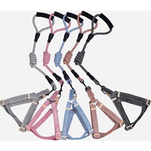 Dog Running Walk Leashes Pet Harness and Leash Rope Set Puppy Adjustable Collar Harnesses Vest Dogs Cat Chest Traction Strap