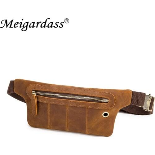 Genuine Leather Belt Waist Bags for Men Phone Pouch Male Fanny Pack Vintage Leather Men Chest Bag Waist Packs Coin Purse