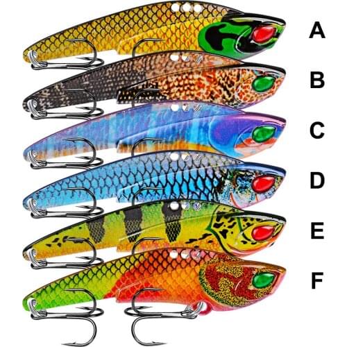 1pcs Fishing Lure Vibration For Pike 77mm/22g Treble Hook Spoon Wobble Metal Hard Bait SinkingVib Spoonbait Fishing Tackle