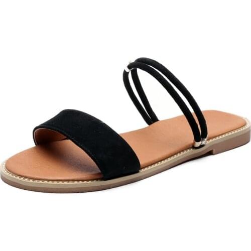 Koovan Simple Womens Sandals And Slippers 2018 New Summer Two Ways To Wear Flat Bottom Open-toed Students Beach Tourism Shoes