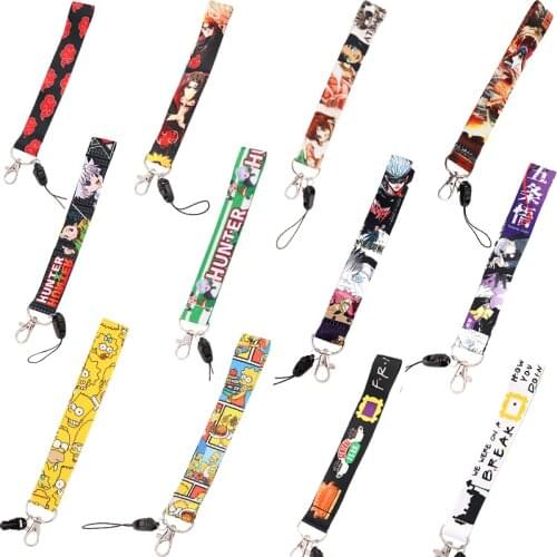20pcs/lot BH1546 Blinghero Anime Pattern Keychain Lanyard For Phone Case Wallet Ribbon For Key Ring Friends Tv Show Wrist band
