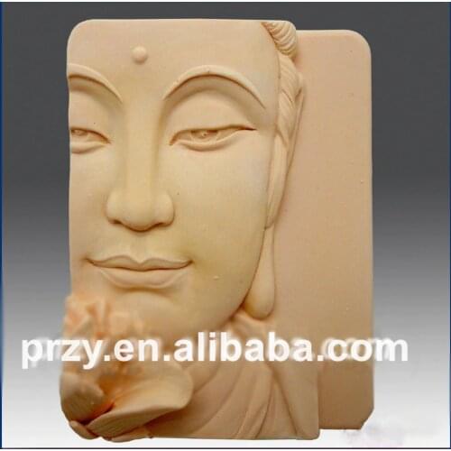 DIY Buddha Closeup w/Lotus cuboid Food-grade handmade silicone soap candle cake decoration mold