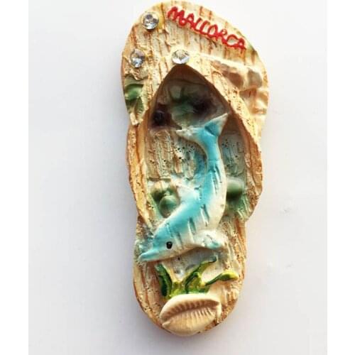 Spain Mallorca Ocean Wind Dolphin Flip Flops Creative Travel Souvenir Magnet Fridge Magnet