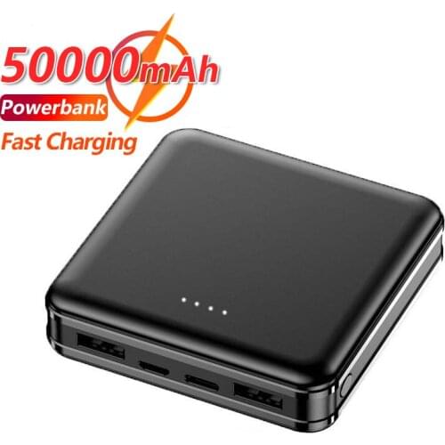 50000mAh Fast Charging Mini Power Bank External Battery Travel Portable Charger 2 USB Interface Power Bank for Samsung Xiaomi